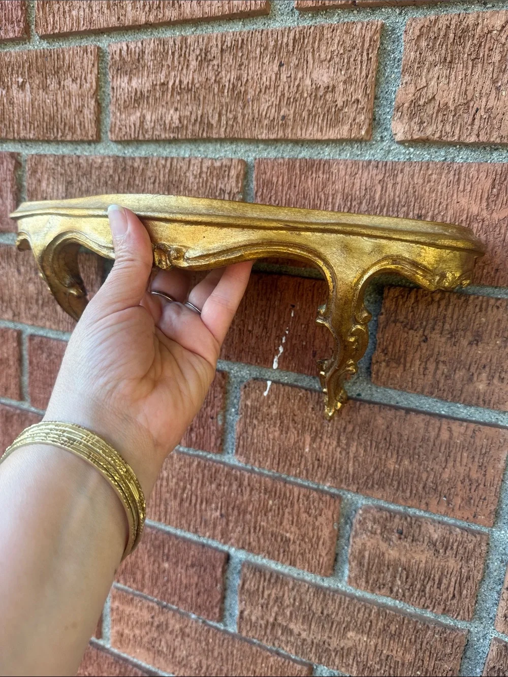 VTG Handmade Gold Gilt Italian Florentine Ornate Carved Wall Shelf - 13 1/2”